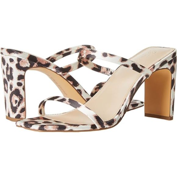 Women's Avery Square Toe Two Strap High Heeled Leopard Sandal - Picture 7 of 7